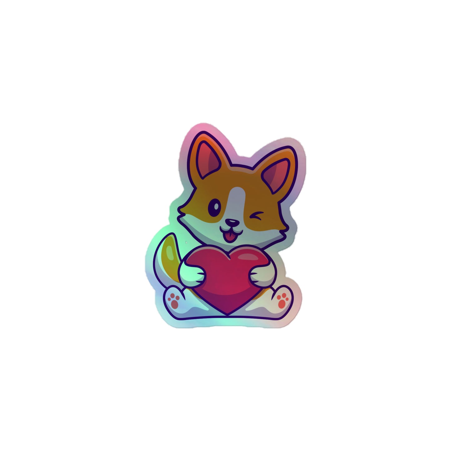 Corgi Heart Holo Decal