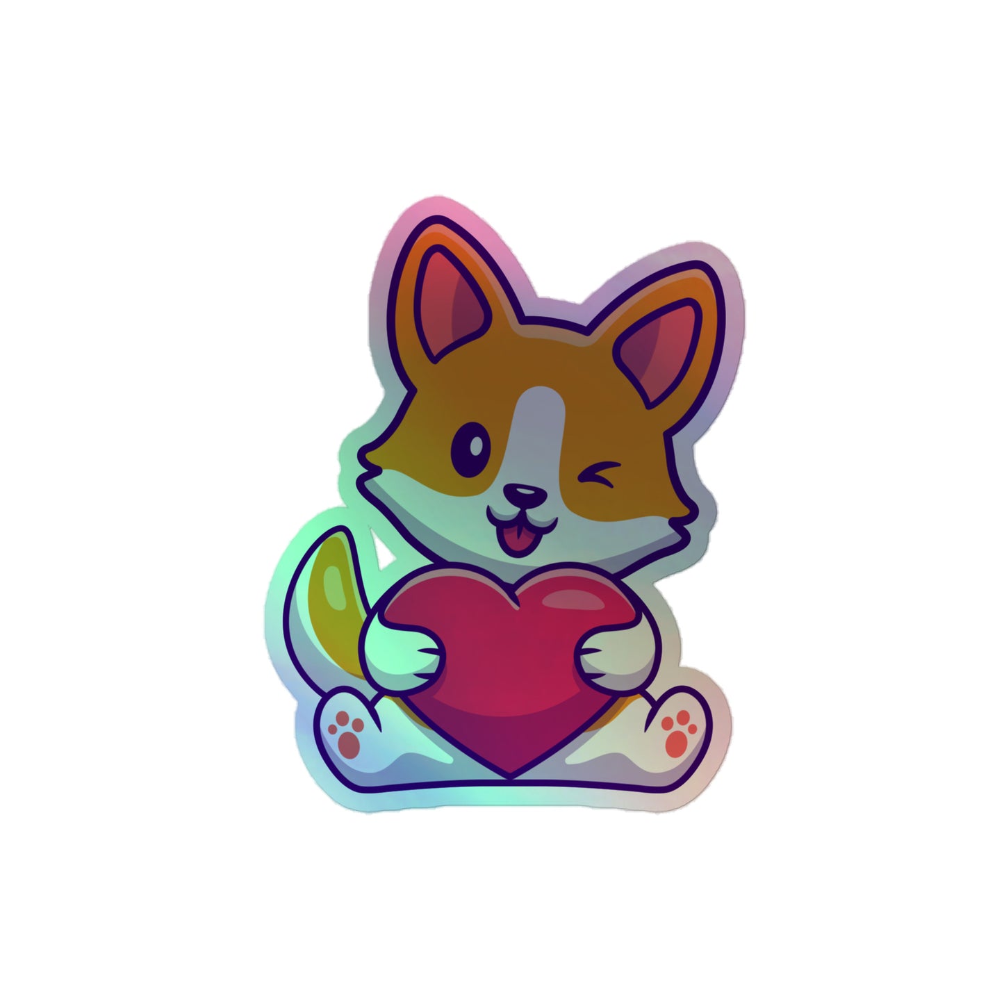 Corgi Heart Holo Decal