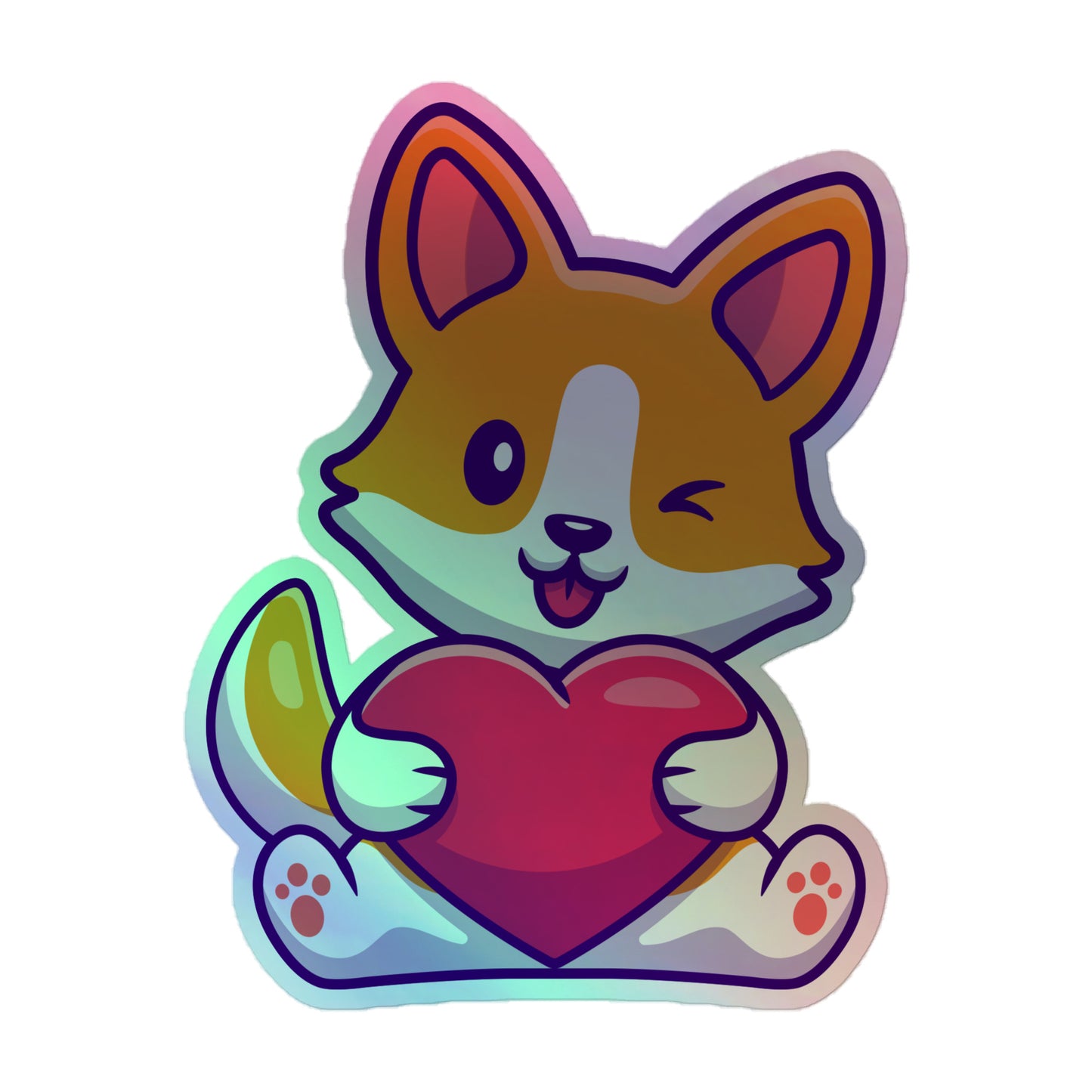 Corgi Heart Holo Decal