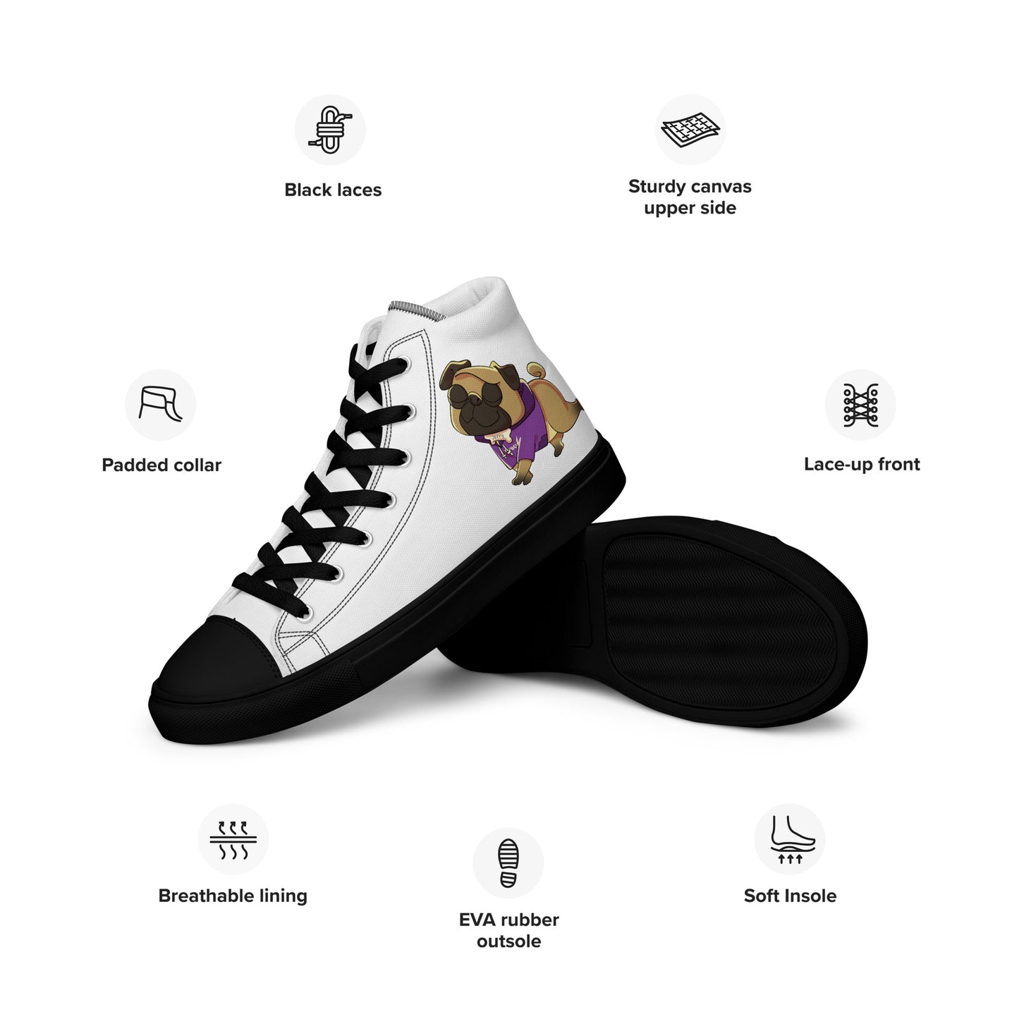 Men’s High Top jerry the Pug Shoes