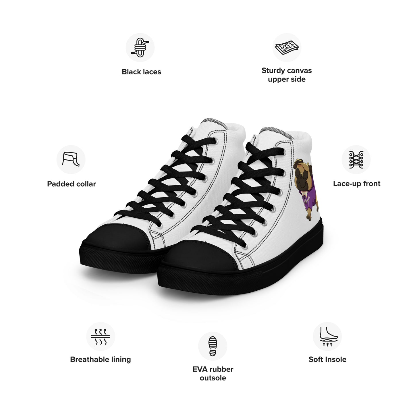 Men’s High Top jerry the Pug Shoes