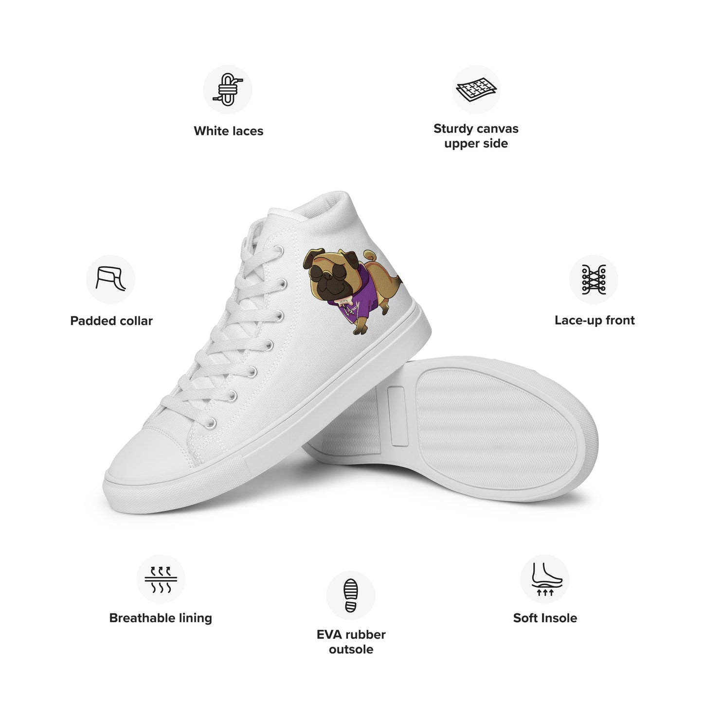 Men’s High Top jerry the Pug Shoes