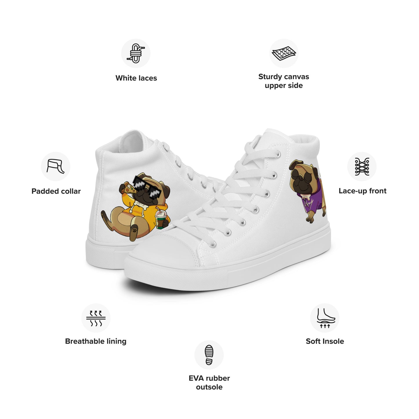 Men’s High Top jerry the Pug Shoes