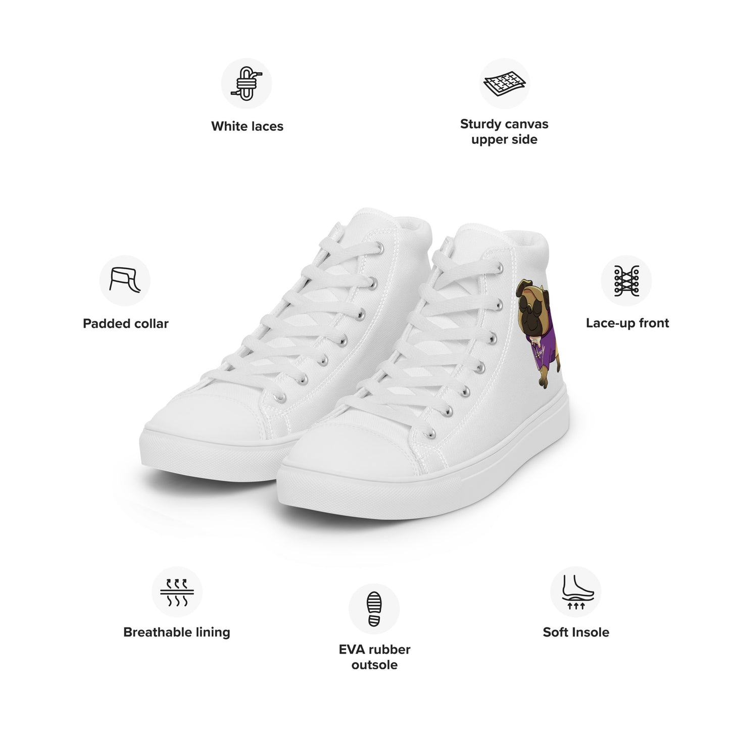 Men’s High Top jerry the Pug Shoes