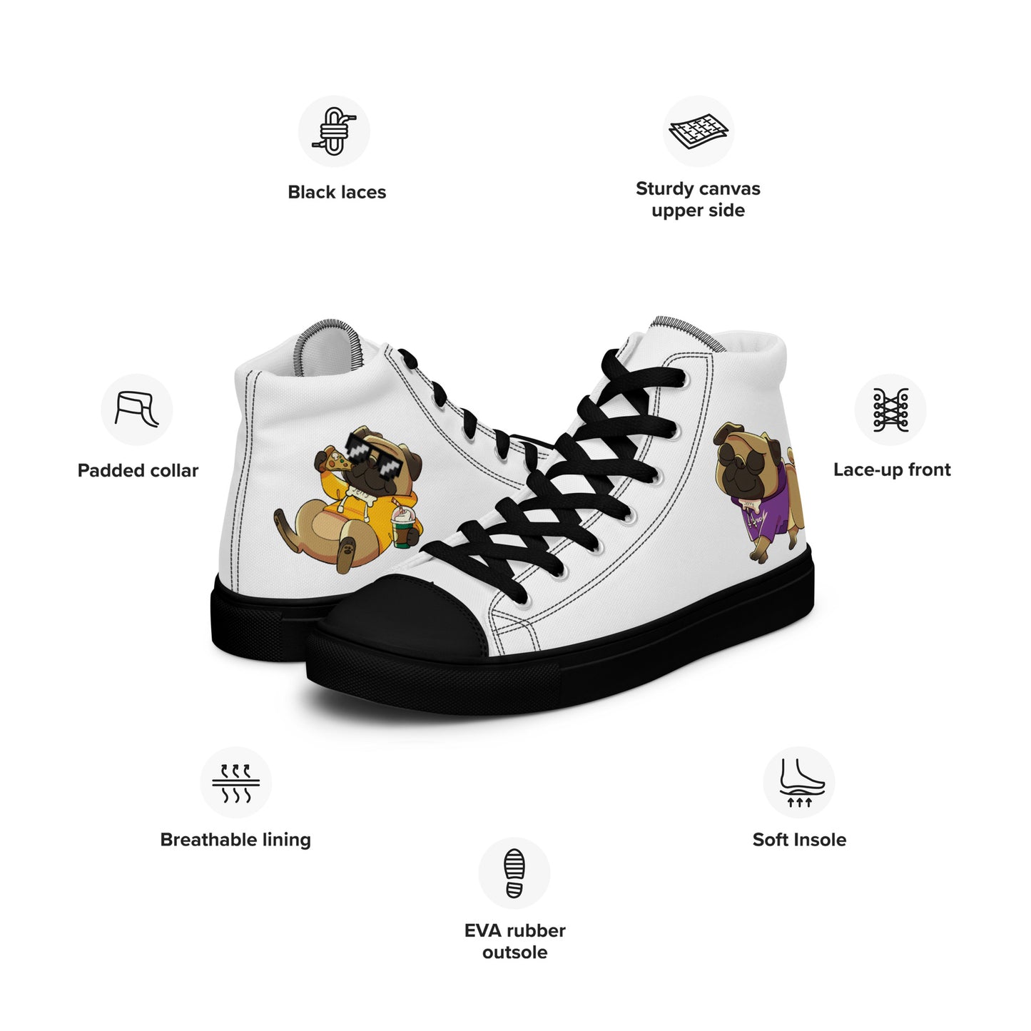 Women’s High Top Jerry the Pug Shoes