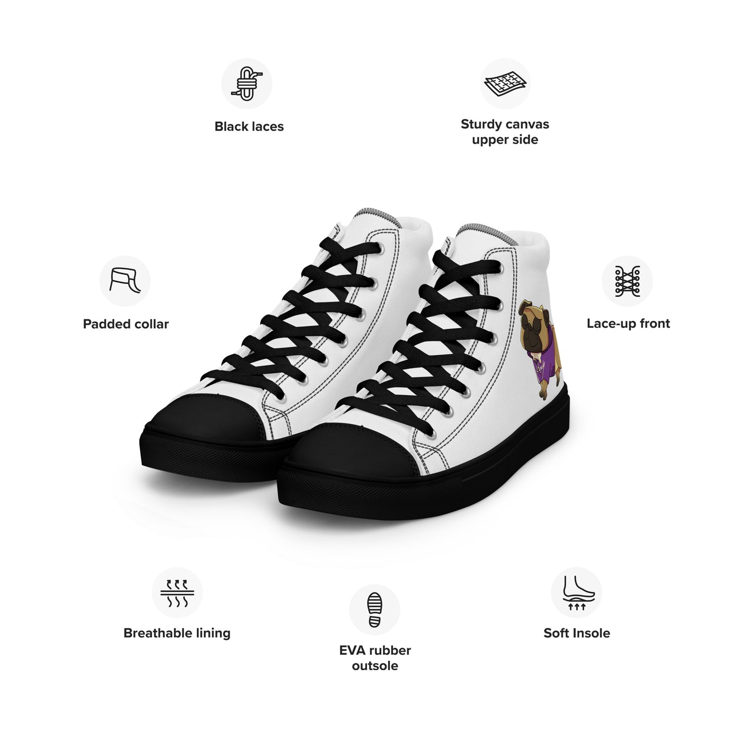 Women’s High Top Jerry the Pug Shoes