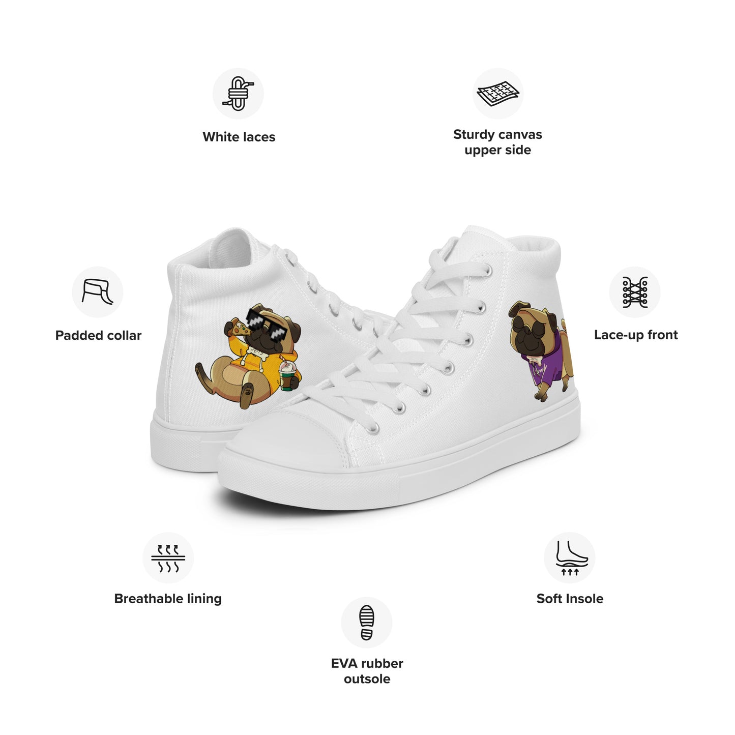 Women’s High Top Jerry the Pug Shoes