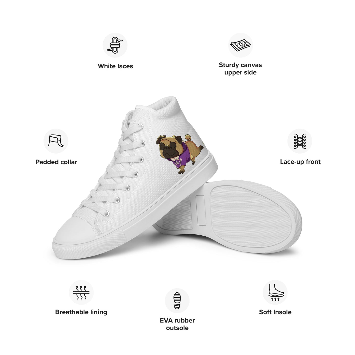 Women’s High Top Jerry the Pug Shoes