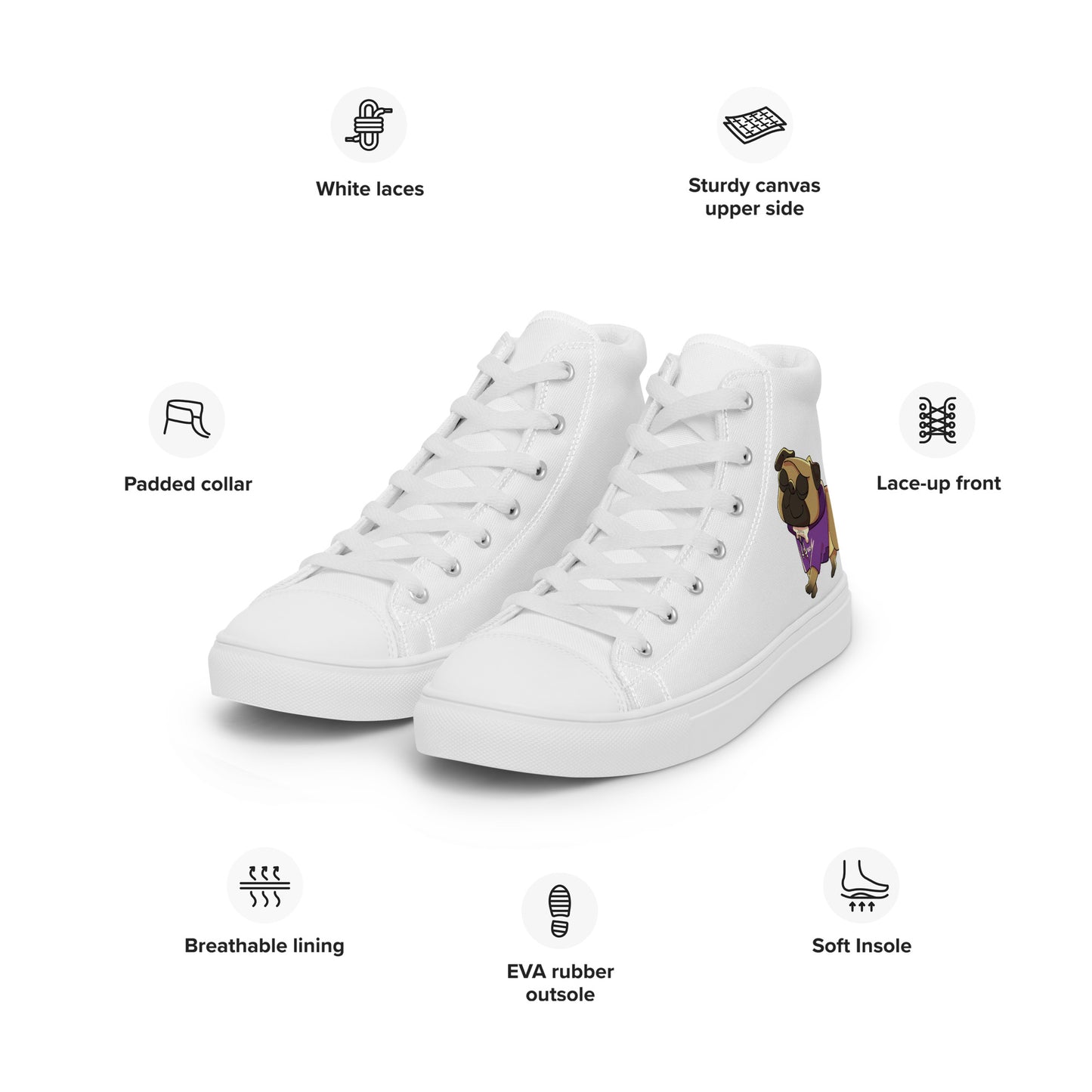 Women’s High Top Jerry the Pug Shoes